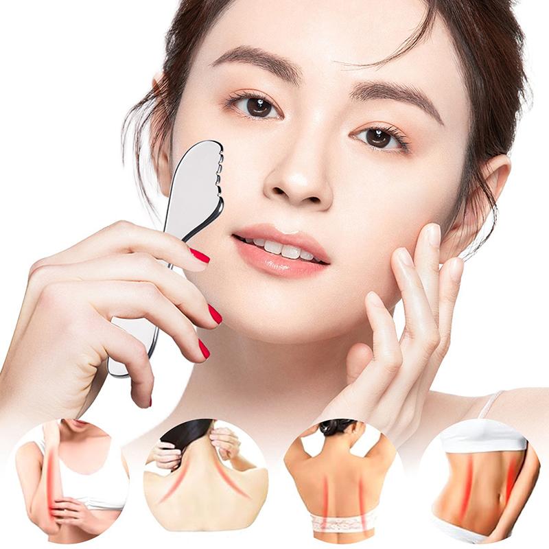 Stainless Steel Gua Sha Board Massager Facial Lifting Muscle Relaxing Pain Relief Body Scraping Tool for Head Neck