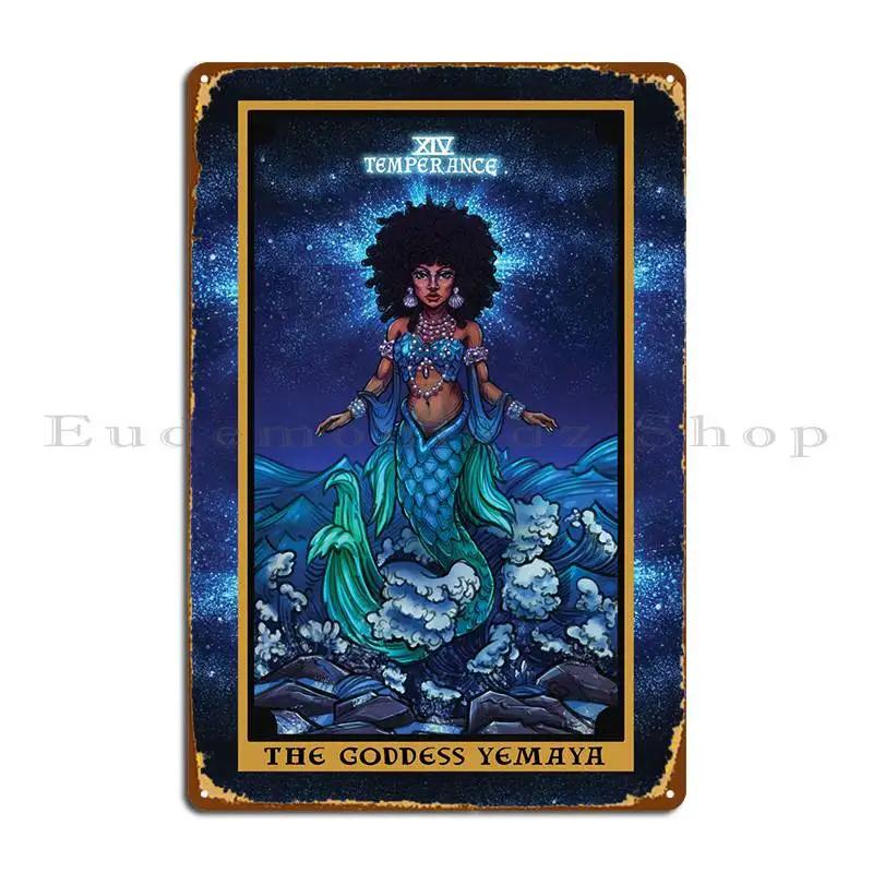 Yemaya Temperance Tarot Metal Plaque Poster Plates Retro Wall Plaque Customized Kitchen Tin Sign Poster 20x30cm(7.8x11.8inch)