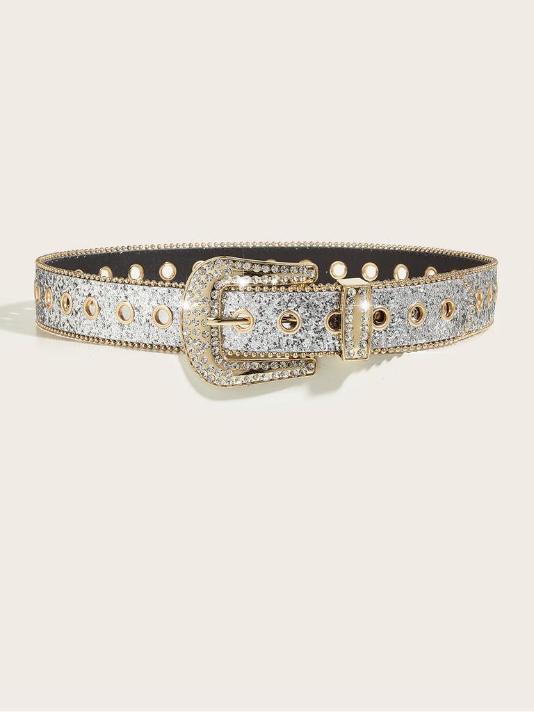Women's Gold Shiny Waist Belt With Water Drill Decoration Ins Style