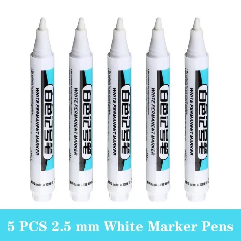 1/3/5 PCS White Paint Markers Pens Oily Waterproof Plastic Large Capacity White Marker School Supplies Stationery 0.7/1.0/2.5mm