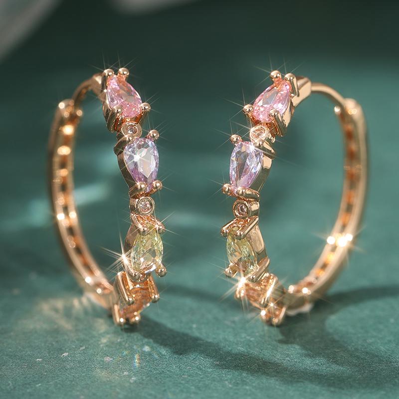 Shiny Synthetic Zirconia Big Hoop Earrings for Women's Elegant Exquisite Wedding Jewelry Accessories Perfect Party Gifts