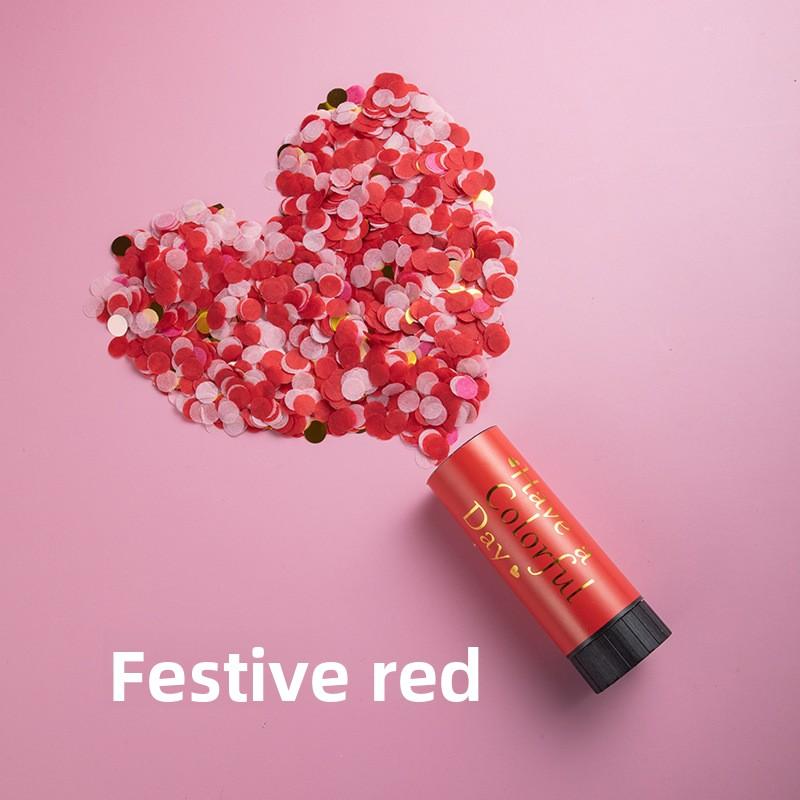 

Mini Handheld Signal Gun for Wedding Fireworks Shell for Children s Party, Hand-twist Rotating Colorful Confetti, Small Signal Gun festive red