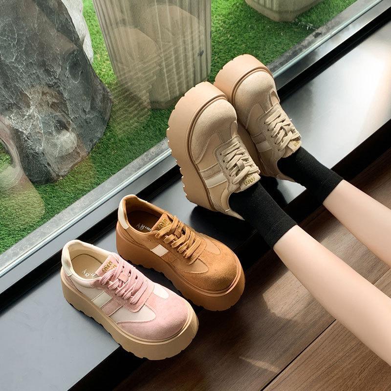 Small Super Platform Women's Shoes Are Not Tired of Feet, New Versatile Casual Height Increase Single Shoes Lace-up Casual Shoes Women