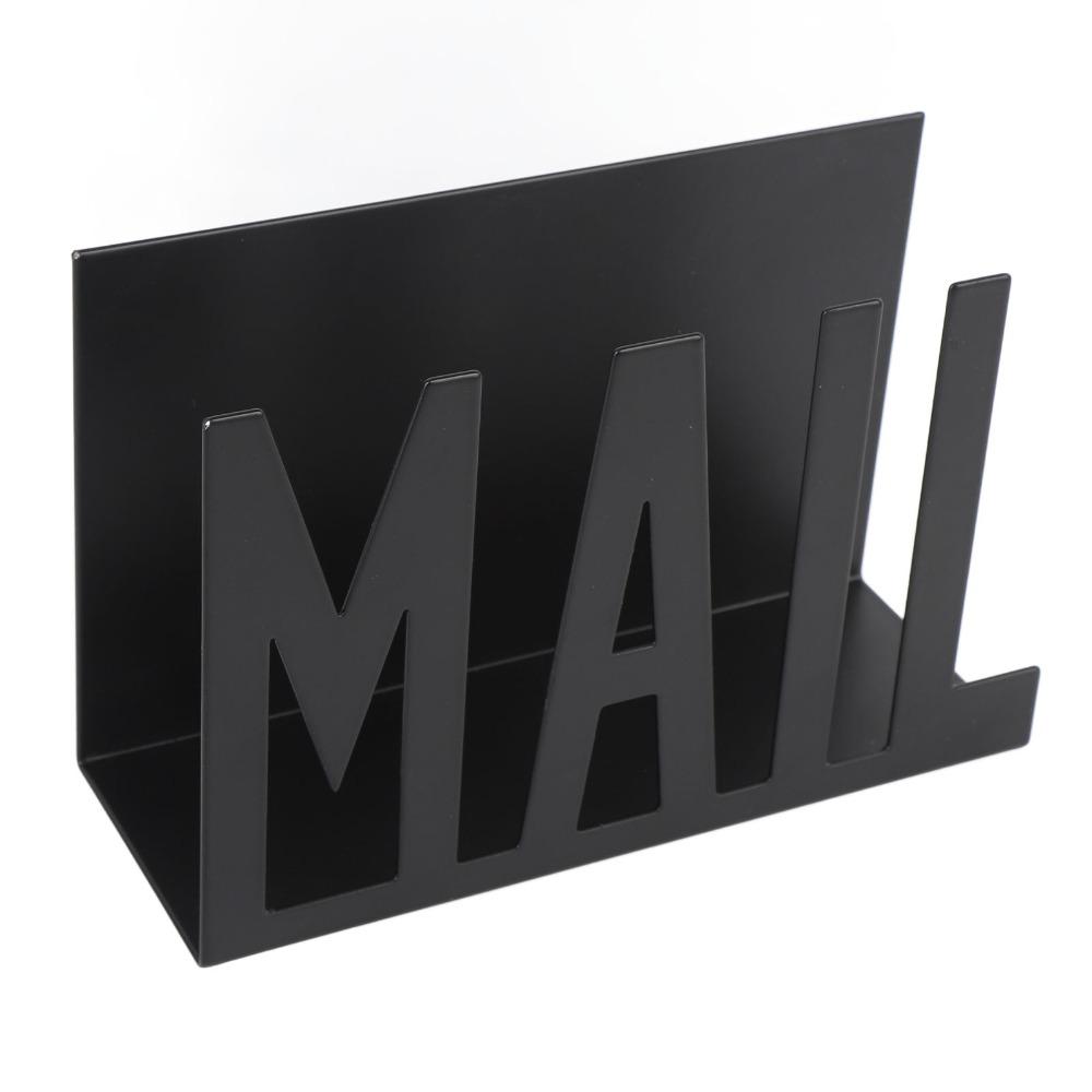 Metal Construction Mail Organizer Cutout Design Hollow Design Mail Holder Modern Style Two-Sided Design Letter Organizer