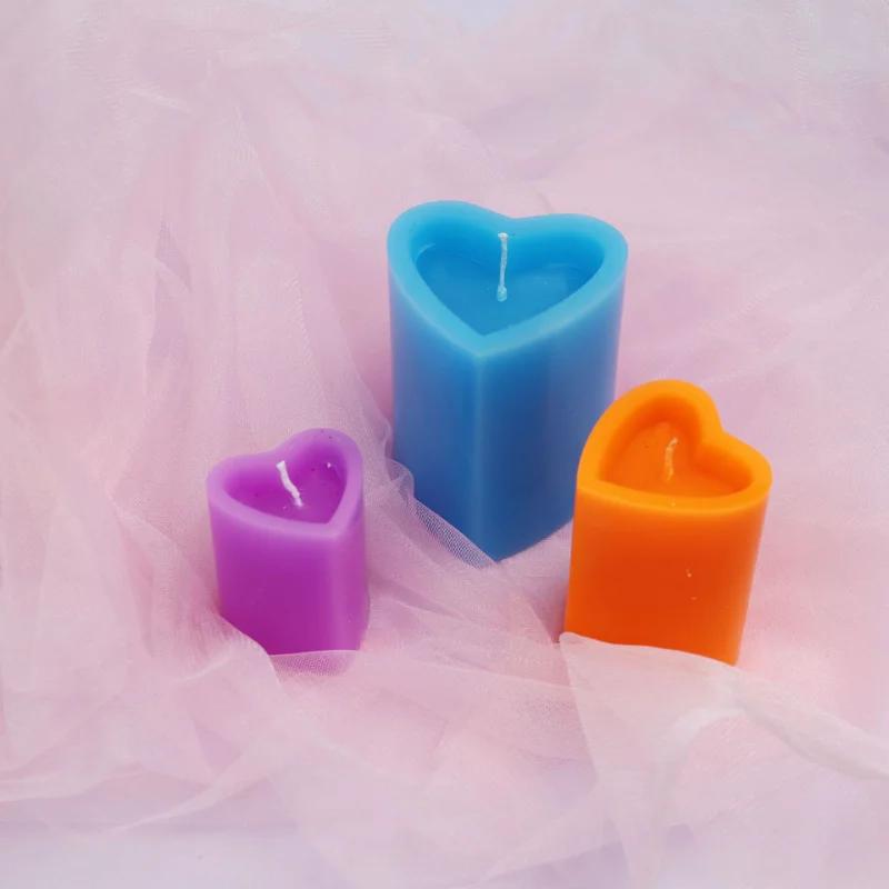 3D Heart-shaped Cylinder Candle Mold DIY Love Candle Making Tool PC Acrylic Plastic Mold Kit Home Decor Gift for Valentine's Day