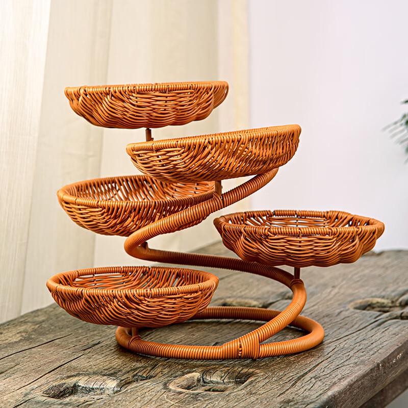 Hand-Woven Multi-Layer Imitation Rattan Storage Basket