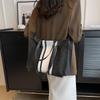 Proste płócienne paski dekoracyjne torebki wiaderkowe damskie górny uchwyt torba typu tote duża pojemność swobodne torby na ramię crossbody