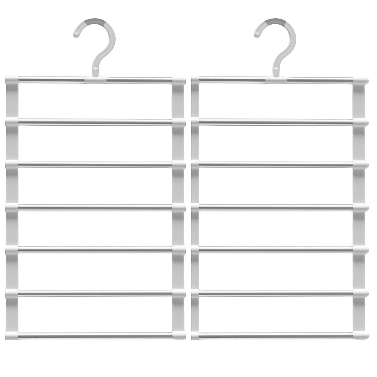 

2pcs/3pcs Stainless Steel Ladder Trouser Rack 7-layer Telescopic Trouser Hanger Multifunctional Folding Trouser Hanger