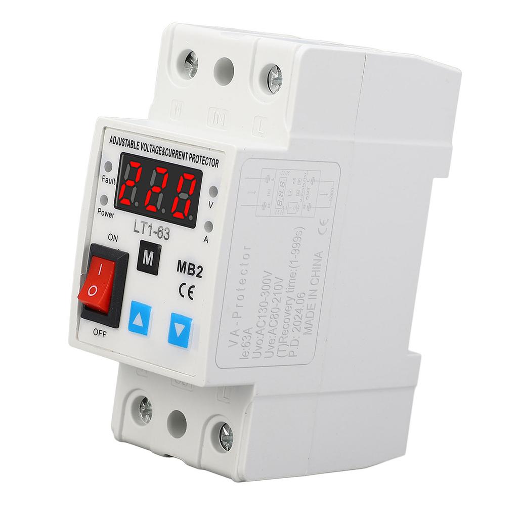 220V 63A Self Recovery Voltage Protector PA66 Housing Silver Conductor Voltage Protective Device