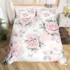 Vintage Flower King Full Queen Duvet Cover Retro Pink Floral Comforter Cover Rose Green Leaves Bedding Set Polyester Quilt Cover