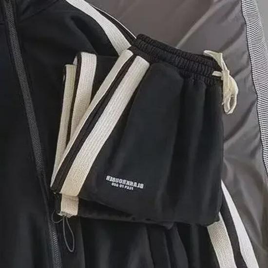 Pánská streetwearová tepláková souprava ve stylu Hongkongu: Volný trendy svetr a kalhoty s dlouhým rukávem, ležérní jarní/podzimní dvoudílný set