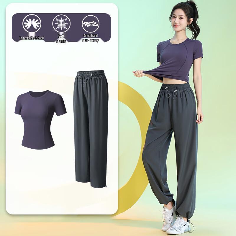 Women s Quick-Dry Running & Yoga Short Sleeve Set L
