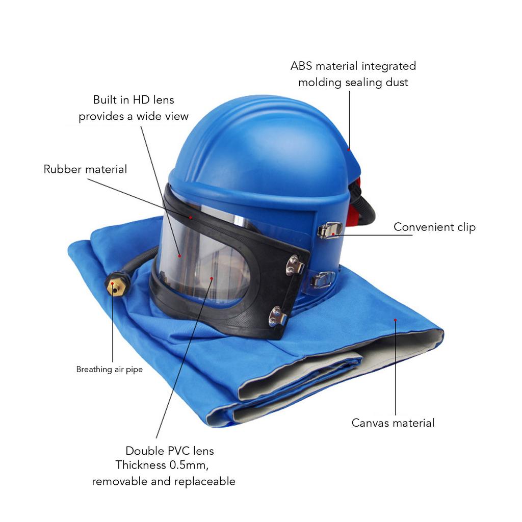 Air Feed Sandblast Helmet Sandblasting Helmet with Air Supply Sandblaster Air Supplied Safety Sandblast Hood Protector