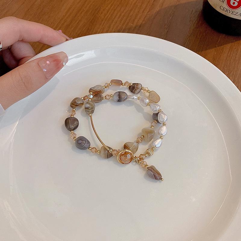Imitation Pearl Double Layer Bracelet for Women - Retro Beaded High-End Jewelry