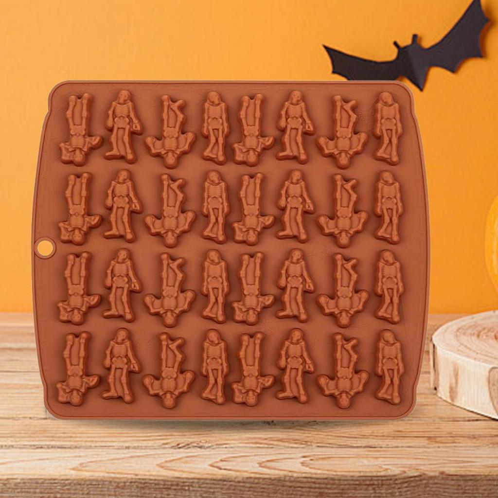 Halloween Chocolate Molds Jellies Skeleton Mould Easy Release Reusable Silicone Molds for Candy Chocolate Gummy Halloween cookie