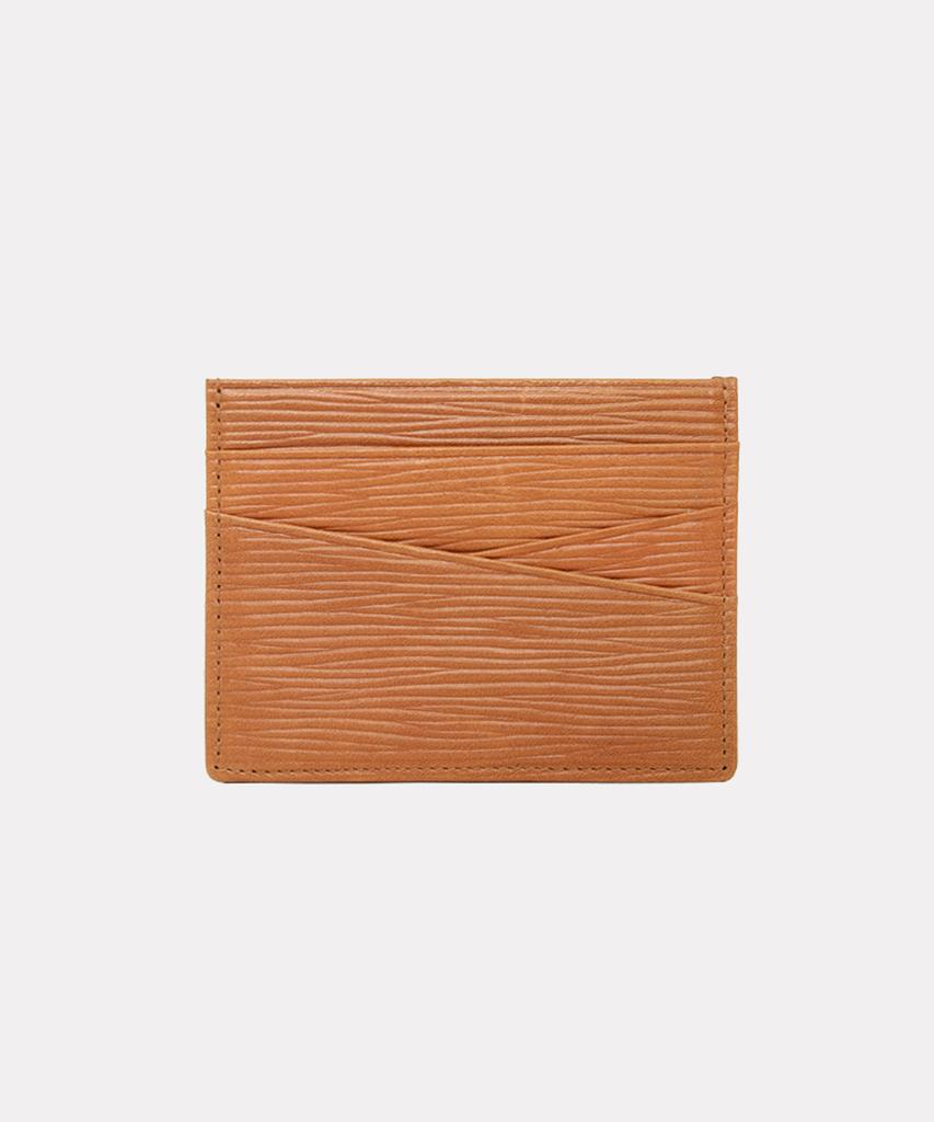 Matt Soft Embossed Cowhide Simple Card Wallet (Brown) W16583