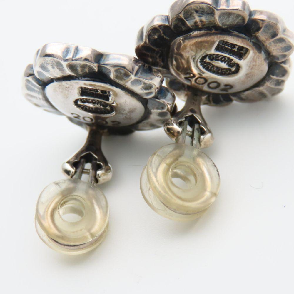 Used Georg Jensen Earring Heritage Year 2002 Silver925/garnet 13.8g Silver Red series Accessories