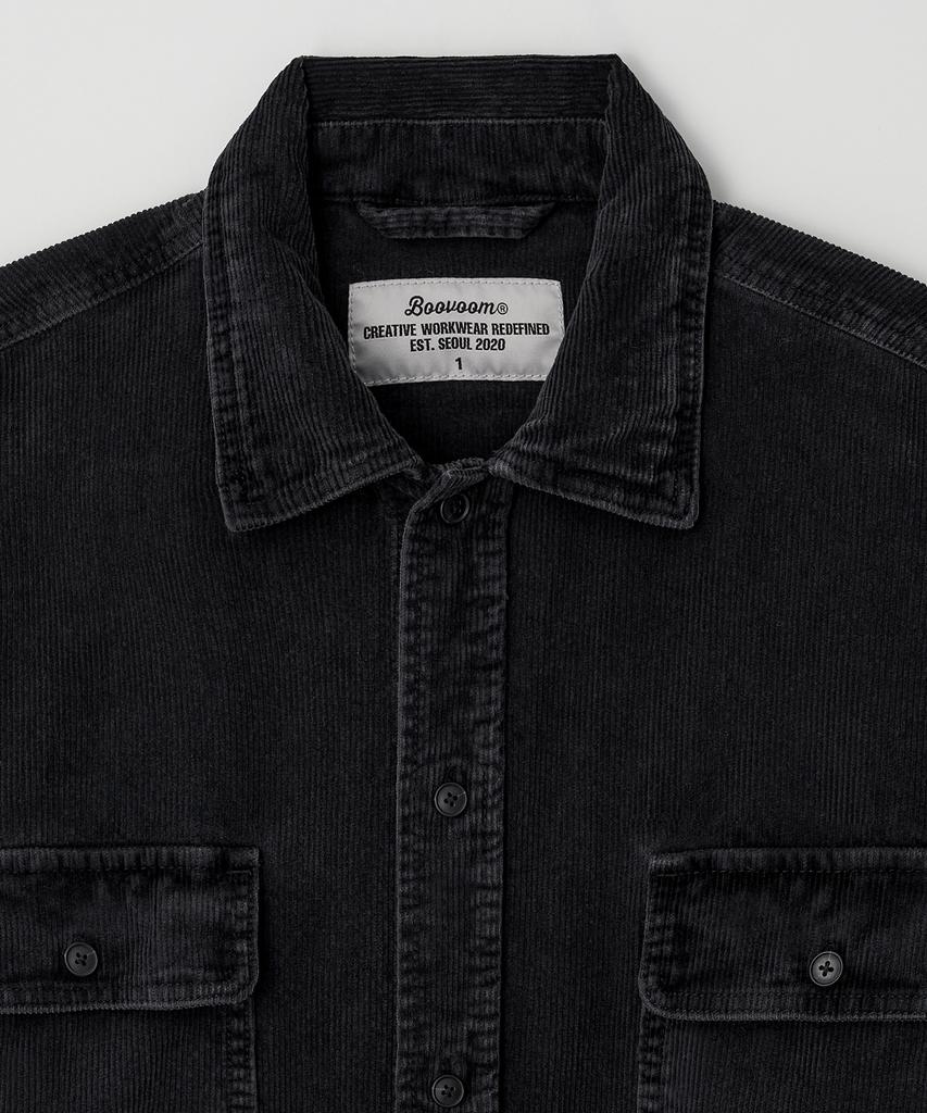BOOVOOM [Plus Size] Ink Shade Washed Corduroy Shirt