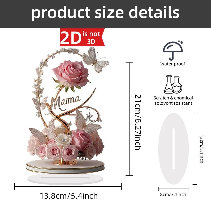 

1 шт. 8-дюймовая плоская акриловая роза, может стоять, мама, подарок на день рождения, день матери, украшение на годовщину, стол, сыновний ребенок для матери, мама 8in