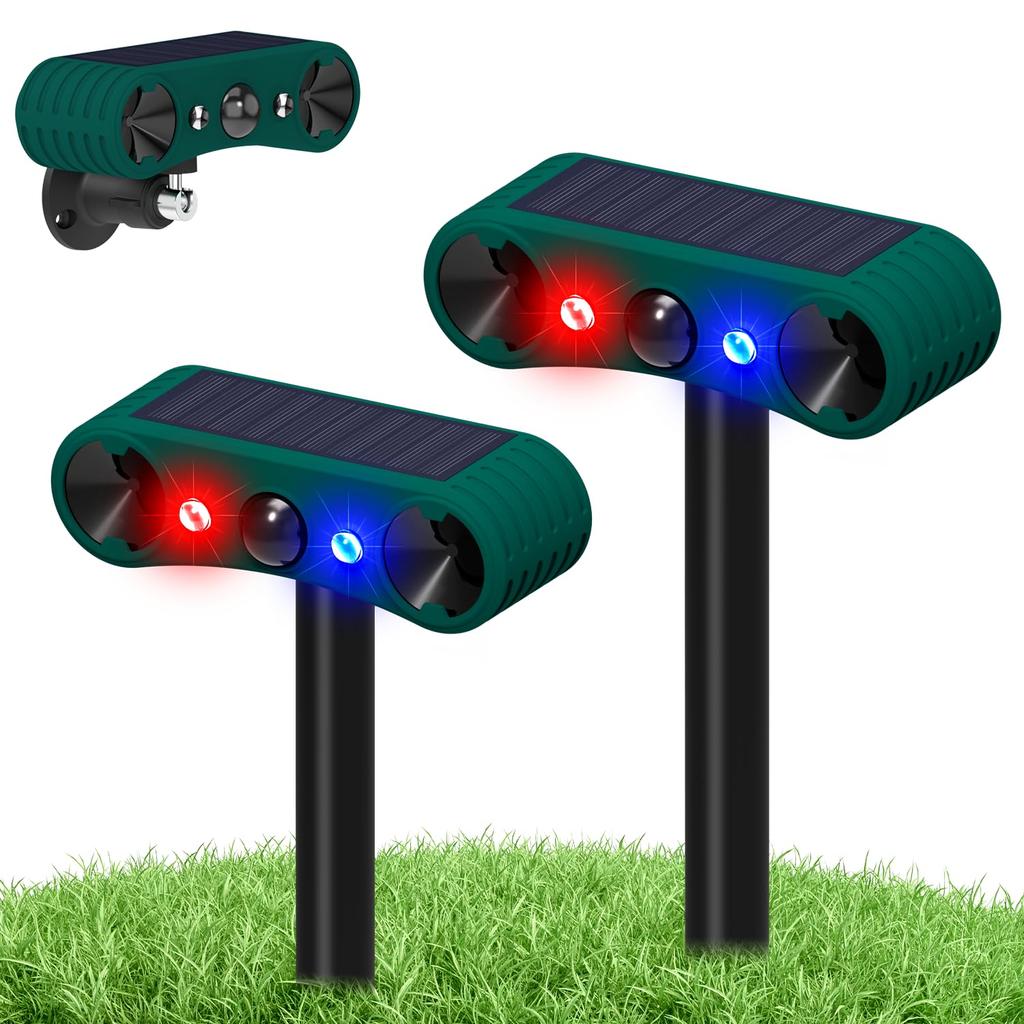 Latest Ultrasonic Solar Animal Cat and Bird Repellent 129dB Standby Solar IP55 1200mAh Powerful LED Infrared 8m Detection Bird and Pest Rodent [2025