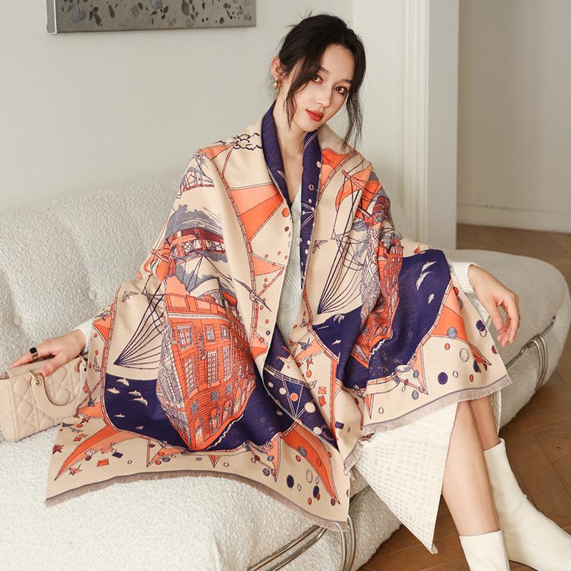 65 * 190cm Autumn And Winter New Women'S Solid Color Versatile Simple Tassel Imitation Cashmere Double-Sided Scarf Warm Scarf Atmosphere Shawl