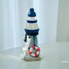 Mediterranean Wooden Lighthouse Figurine - Creative Ocean Decor & Gift