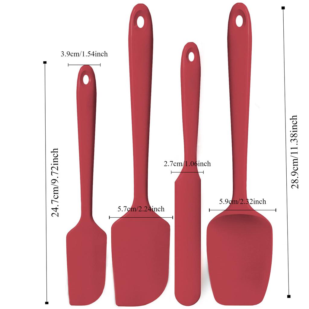Set spatule silicon 4 piese Rezistent la căldură Spatulă pentru cremă de tort, gem, unt Antiaderent Flexibil Ustensile de copt, gătit, bucătărie