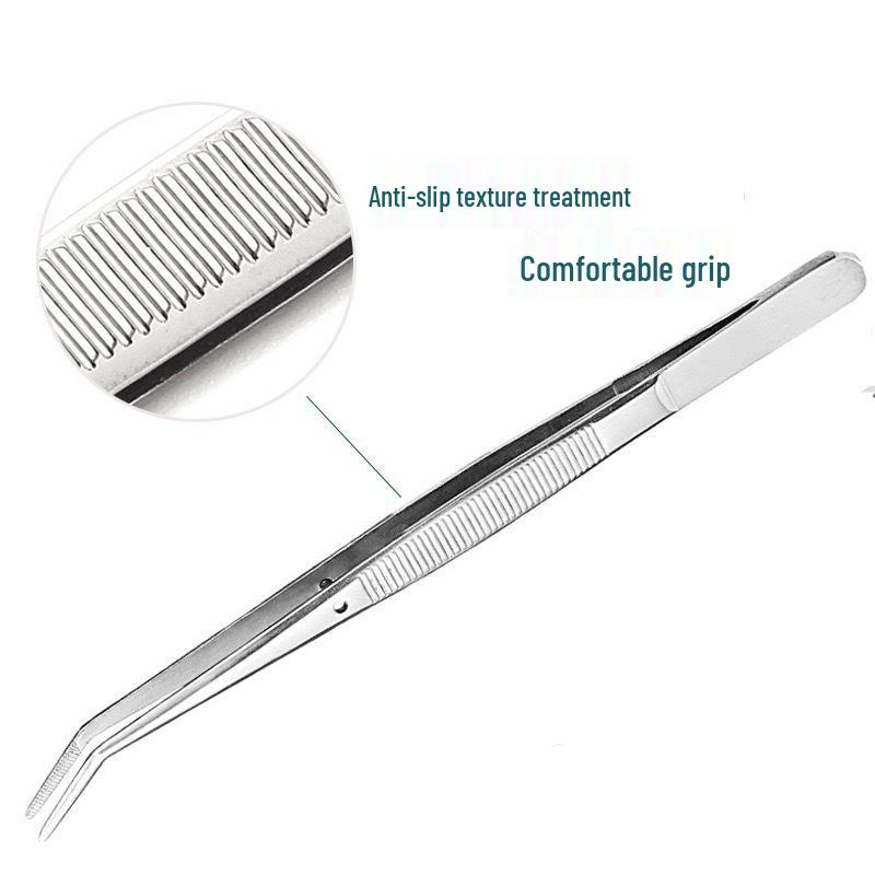 

Пинцет из нержавеющей стали с изогнутым кончиком и нескользящей ручкой – Зажим с утолщенным круглым кончиком для стоматологического, орального и чайного использования Single Bent Tweezer