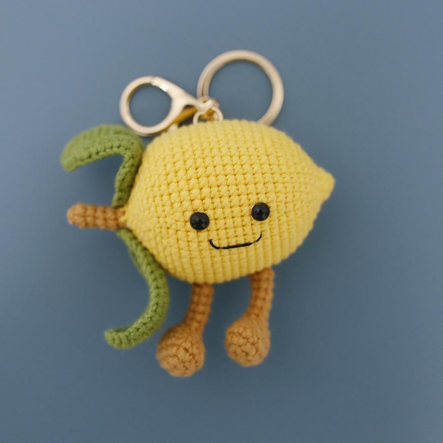 Cute Lemon Doll Crochet Keychain Creative Fruit Series Handmake Knitted Keychains Fruit Keyrings Custom Accessories