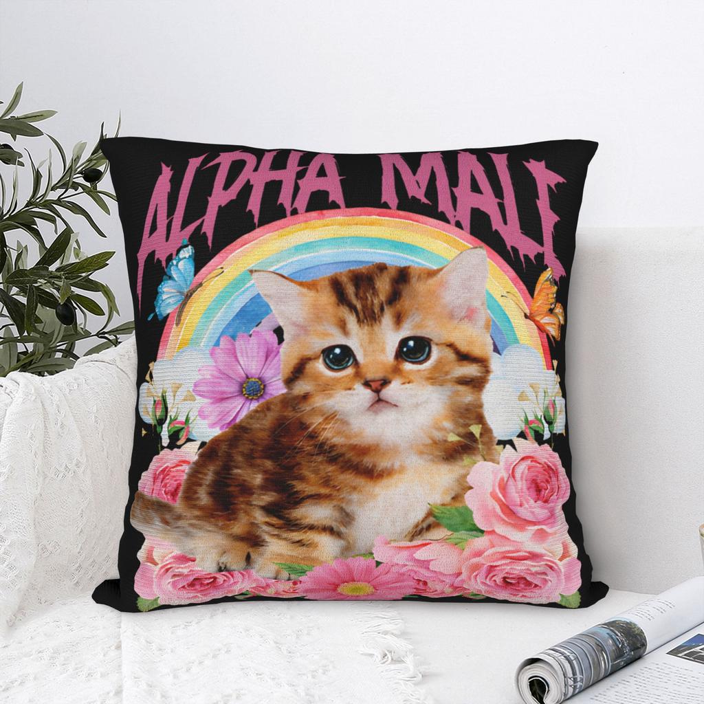 Decorative Pillow Covers Alpha Male Cat Kitten Funny Accessories Home Throw Pillow Case Cover Zippered Multi Size