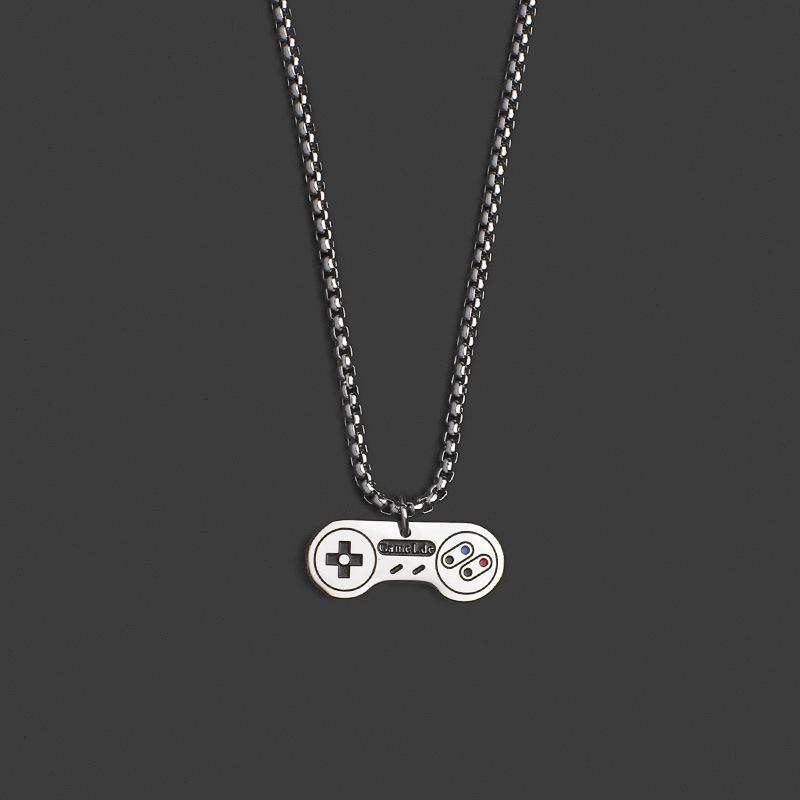 Trendy Titanium Steel Hip-Hop Game Console Pendant Necklace for Couples