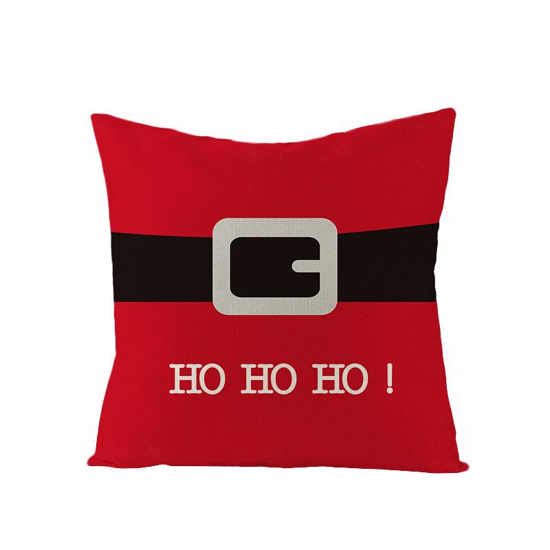 Cartoon Printed Polyester Pillow Cover Christmas Cushion Cushion Cover Red Christmas Home Decoration