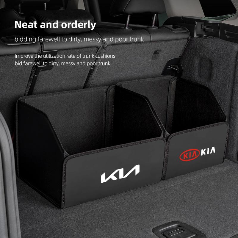 Auto Logo Aufbewahrungsbox Multifunktionale Auto Kofferraum Sortierbox Für KIA EV6 Sorento Niro Sportage Ceed Picanto Stinger Borrego