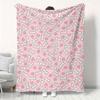 1pc Pink Bone Pattern Blanket, Made of Polyester, Machine Washable, Suitable for Home, Sofa, Camping and Other Occasions.