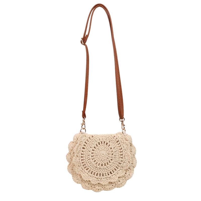 Round Crossbody Bag Hollowed-out Single-shoulder Bag Beach Bag Stylish and Cute Girls' Bag