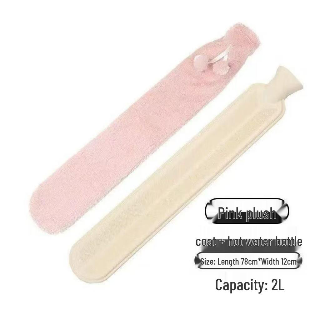 Lång Varmvattenflaska med Avtagbart, Tvättbart Överdrag - Unisex Värmande Säng-/Magkudde.