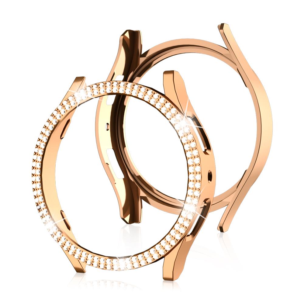 Luxury dual diamond case for Samsung Galaxy Watch 4 5 6 7 40mm 44mm case PC hollowed out protective case to prevent falling