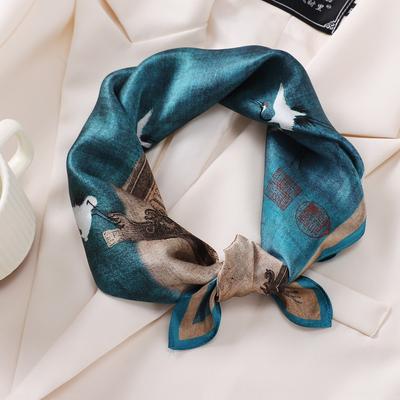 Silk Scarf Aviation Professional Scarf Simple  Elegant  High-end Feel  Plain Crepe Satin Glossy Scarf