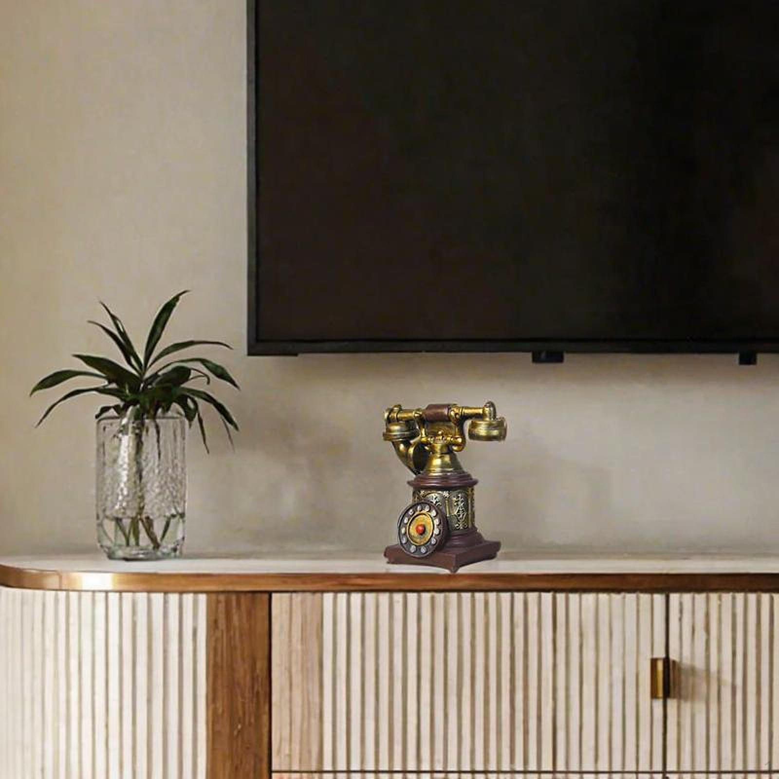 

Модель телефона Антикварная статуэтка Креативная, Проводная, Настольный телефон, Настенный декор Статуэтка Винтажная вращающаяся