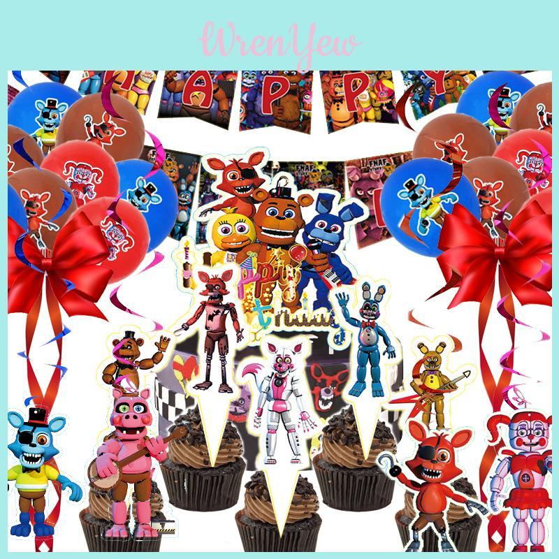 Vibrant Five Nights At Freddy's Balloon Banner For Enhanced Birthday Atmosphere