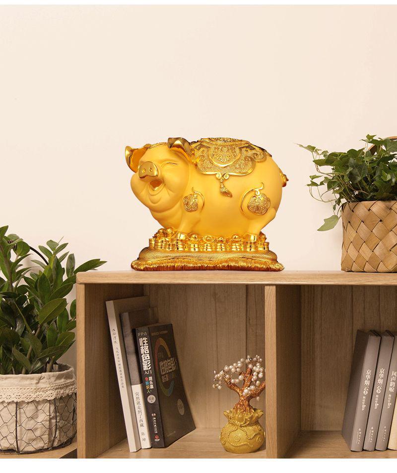 Gold Pig Coin Bank: Wealth-Attracting Figurine for All Ages - Perfect Year of the Pig or Birthday Gift