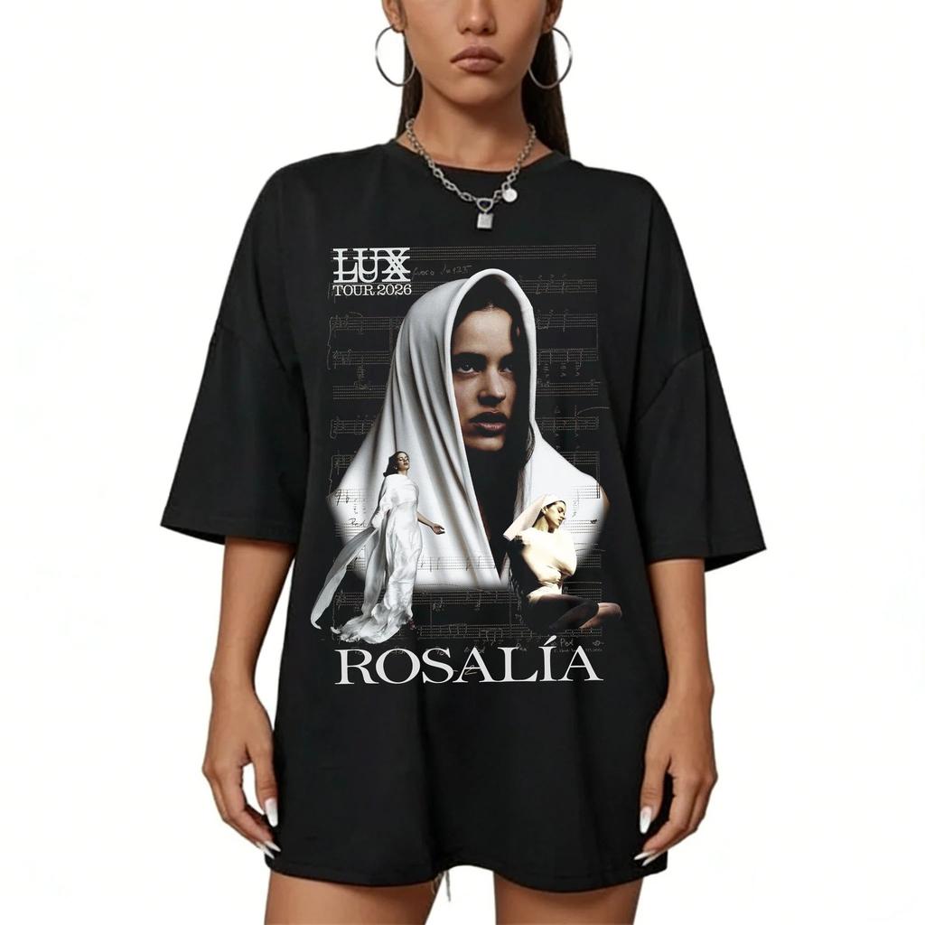 Rosalia Tshirt Rosalia Lux Tour 2026 Tshirt Vintage Graphic Print T Shirts Retro Fan Gift Casual Loose Fashion Tee Unisex
