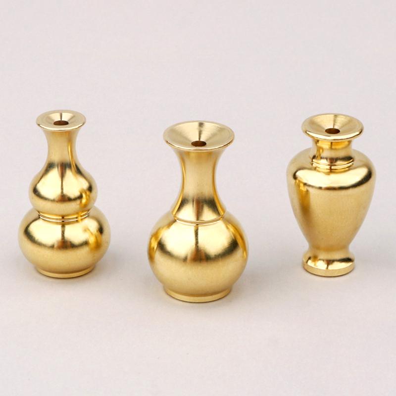 1PC Small Ornaments Portable Home Decor Tea Ceremony Brass Vase Buddhist Supplies Mini Gourd Incense Holder Aromatherapy Stove