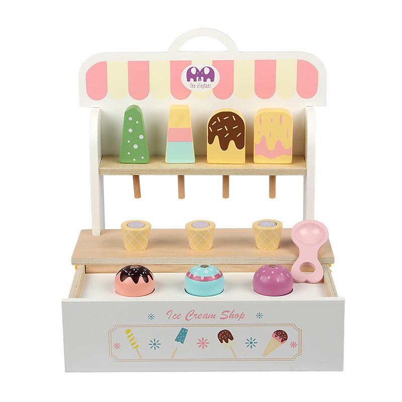Children Wooden Ice Cream Toy Set Imaginative Play Motor Enhancement Skills