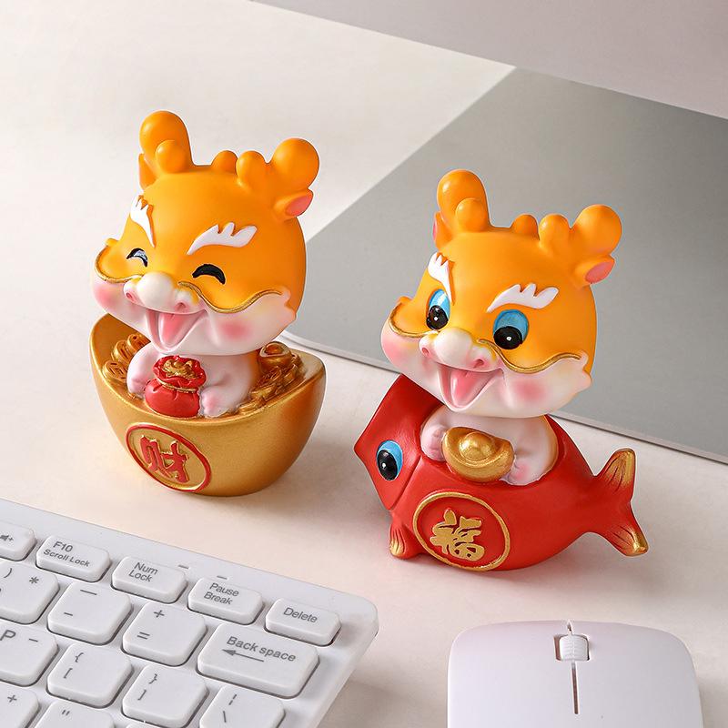 Cute Dragon Collectibles 2024 Chinese New Year Dragon Figurine Ornaments Adorable Miniature Desk Decorations For Home