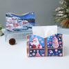 Foldable Paper Holder Snowman Snowflake Faux Leather Tissue Box Cover Christmas Rectangle Holder Bedroom Office Decoration