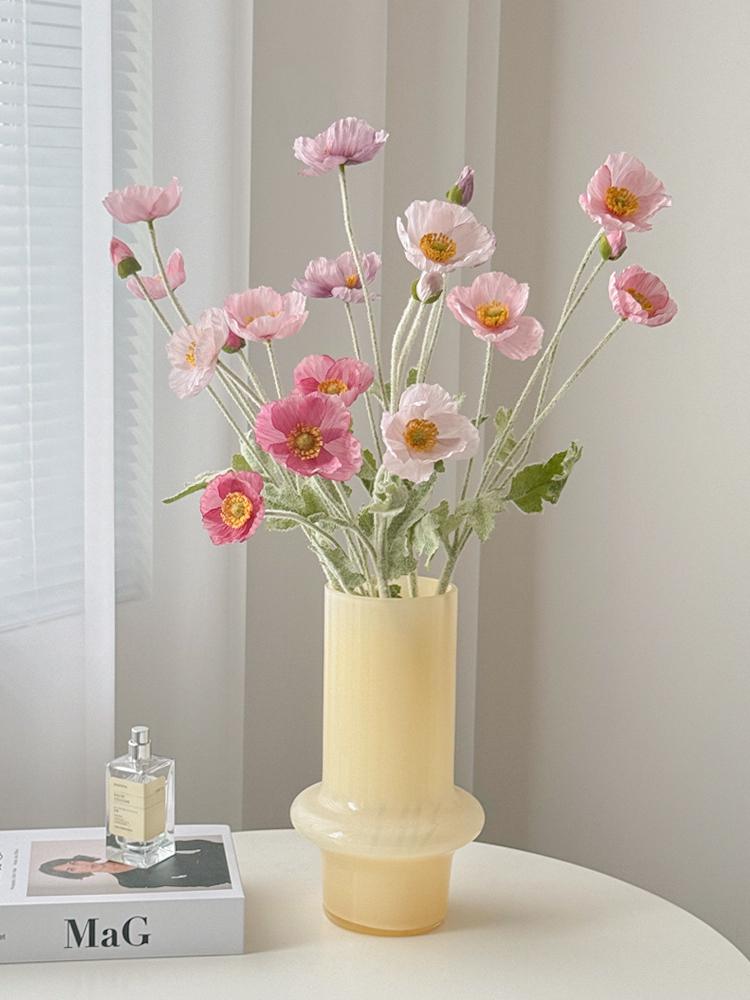 Poppy Pink Icelandic Artificial Flower Bouquet for Living Room Decoration