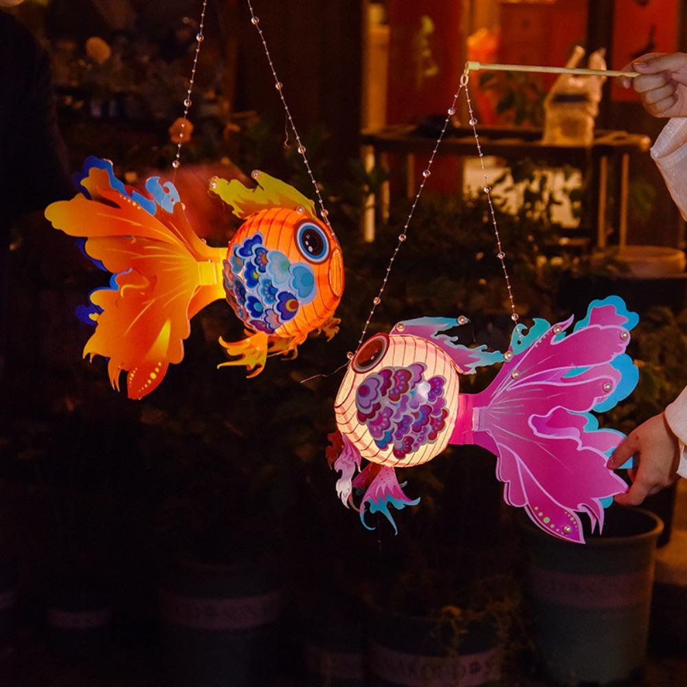 

Chinese Style Children s Goldfish Lantern DIY Material Bag Koi Fish Handmade Lantern Kindergarten Orange Small