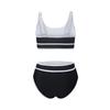 Damen High Waist Bikini-Sets Sportliche Rundhals Zweiteilige Badeanzüge Color Block Hoher Beinausschnitt Badesets