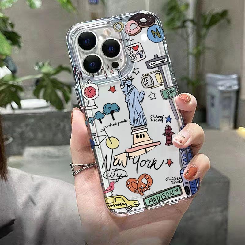 A City Graffiti Clear Phone Case For Samsung Galaxy S25 S24 S23 S26 UItra S22 Plus S21 FE A56 A55 A54 A34 A35 A15 A16 A26 Cover